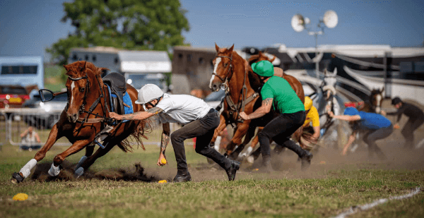 What are the different games included in gymkhana events?